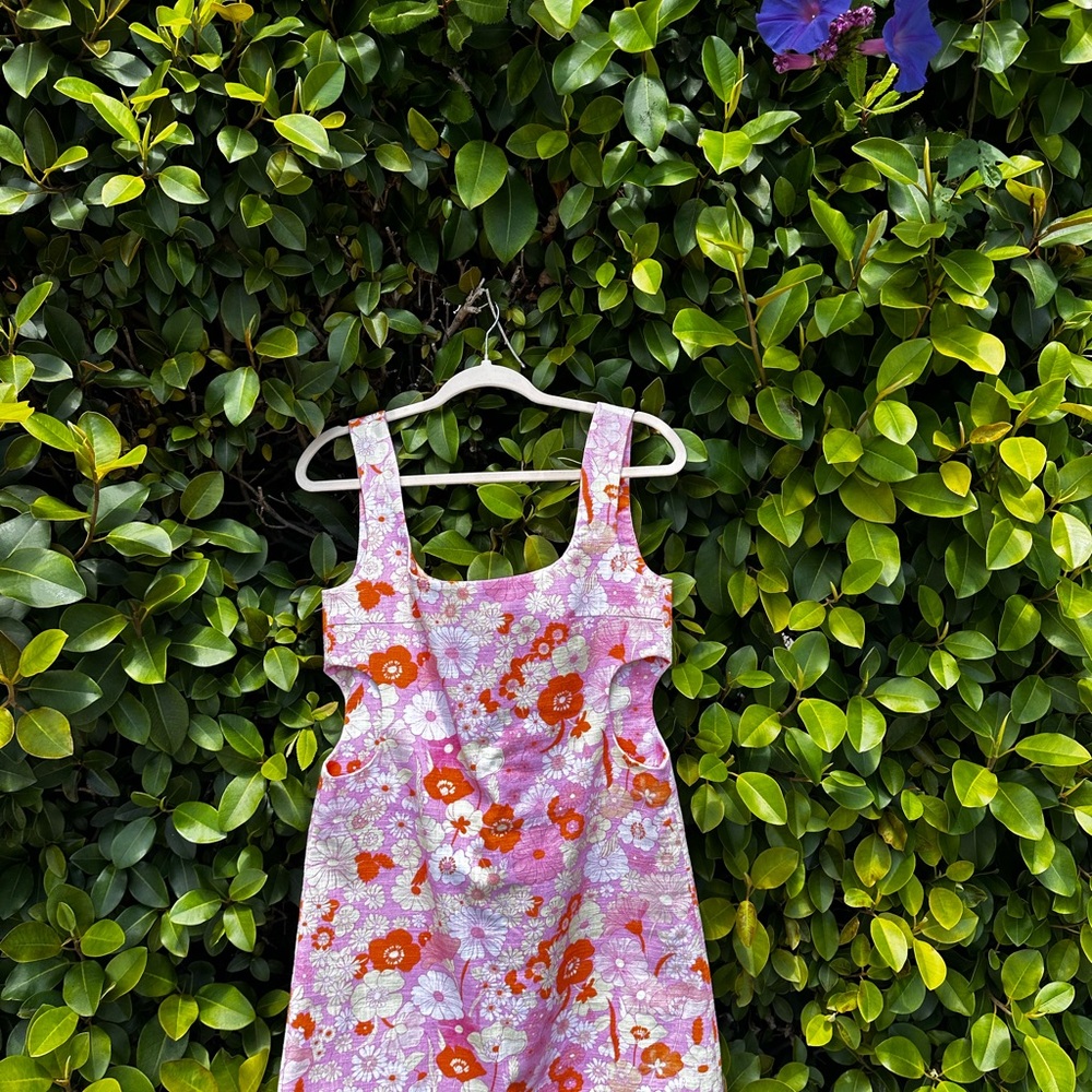 Maje Flower power Pink and Orange Mini Dress
